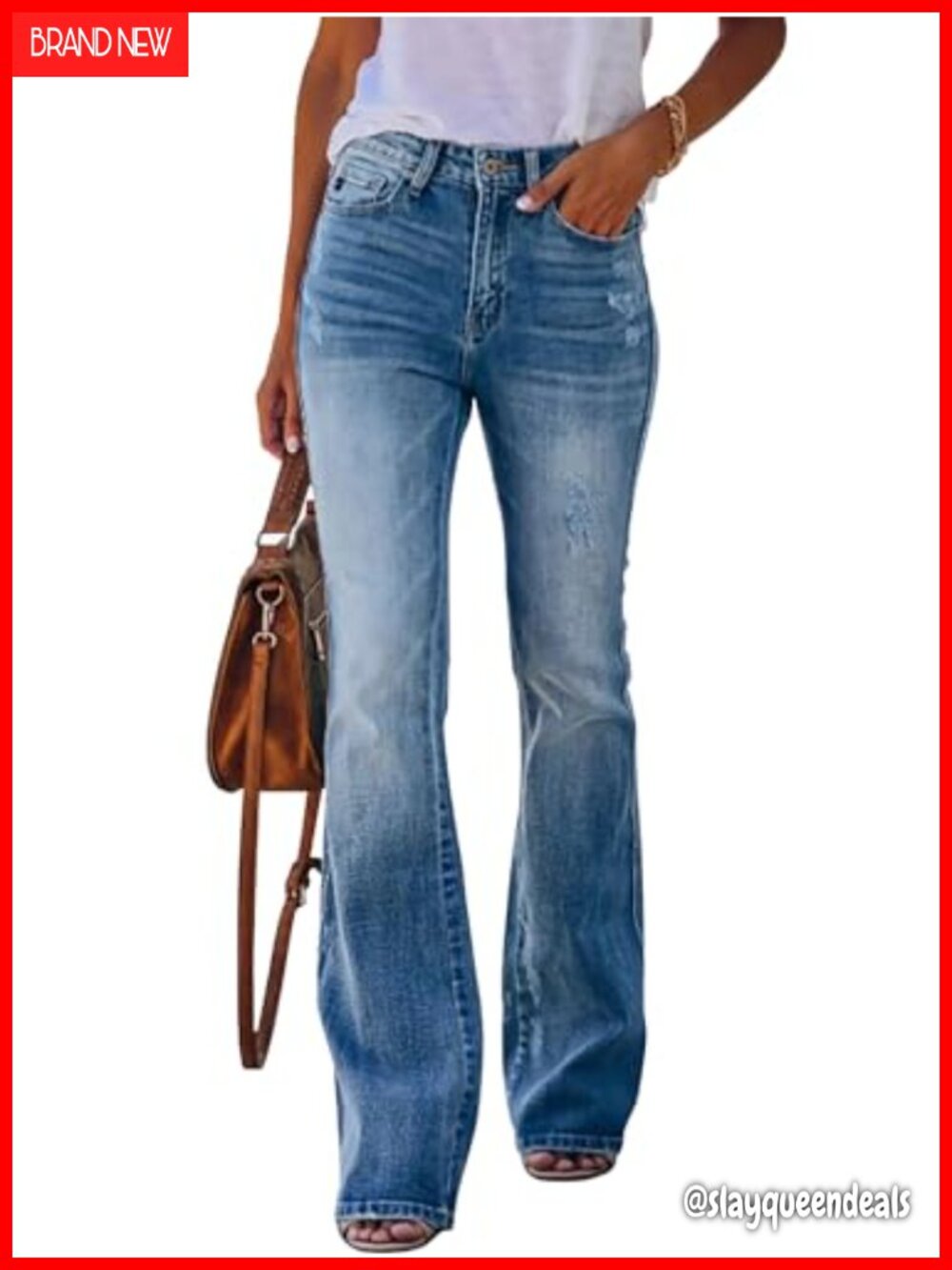 High Waisted Flare Bell Bottom Jeans Super Stretch Wide Leg Bootcut Denim Pants